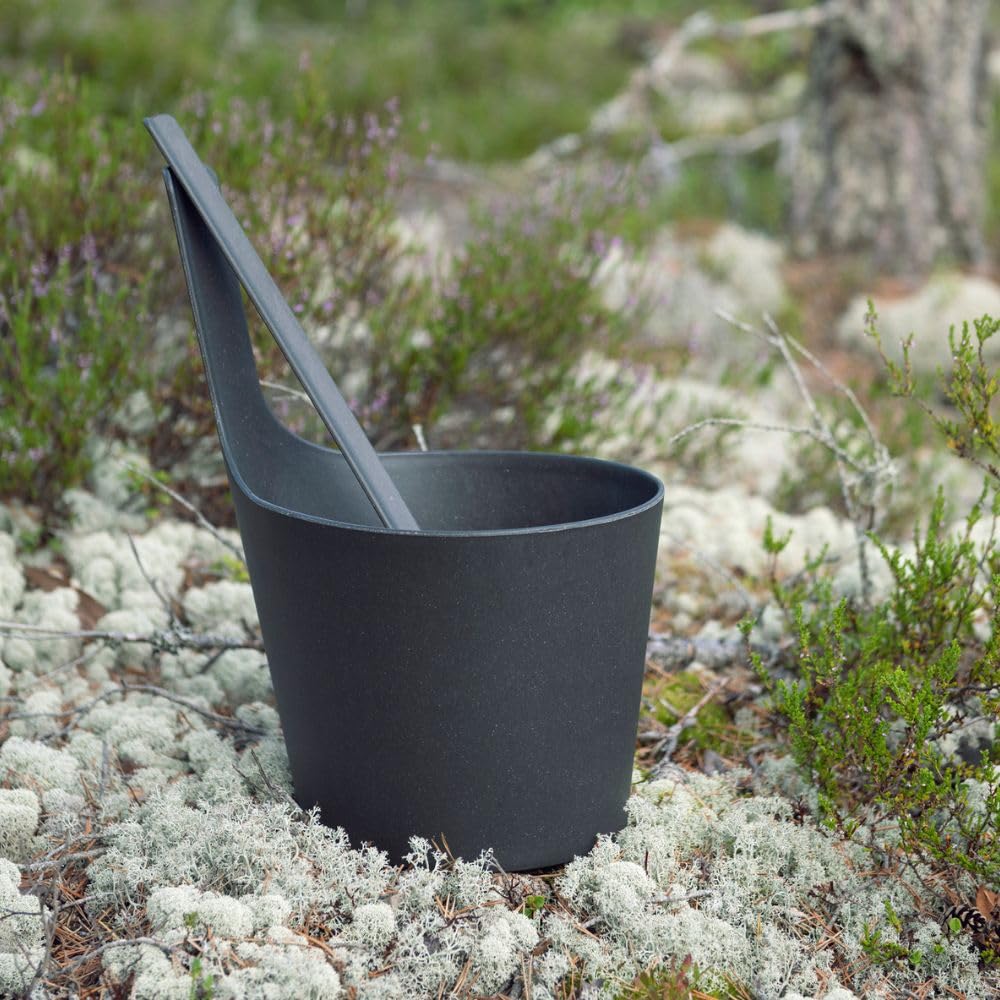Rento Pisara Straight Handle Sauna Bucket, Sauna Bucket, Straight Handle, Recyclable Biocomposite, 5 Liters (Black)