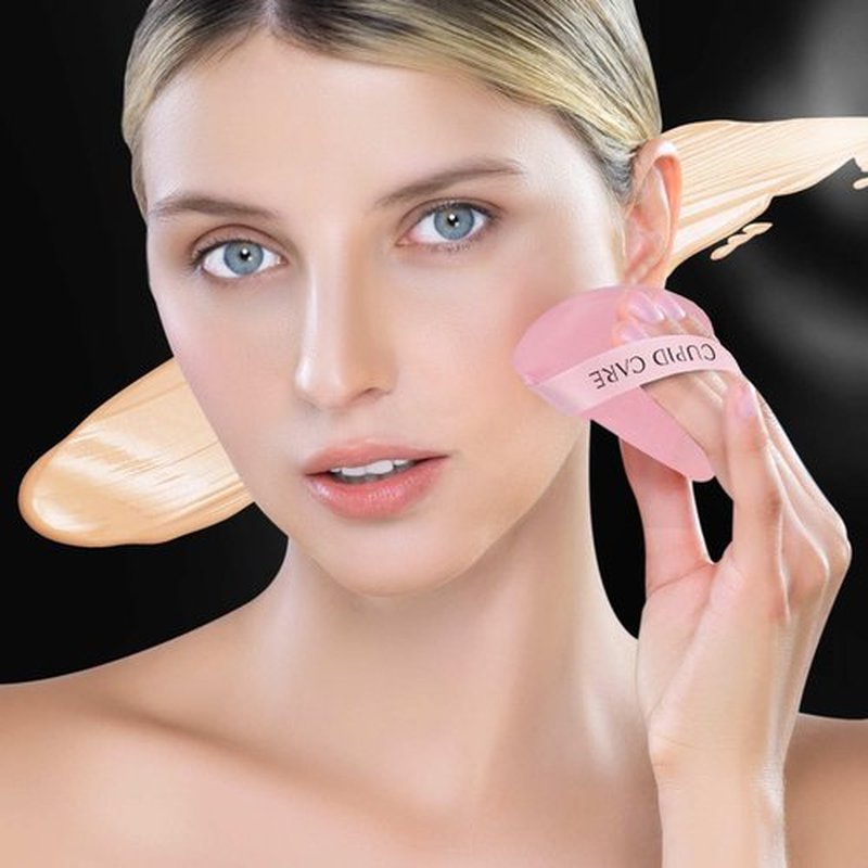 CUPID CARE 6 Pcs Powder Puff with 2 Travel Cases, Setting Powder Puffs for Face Powder and Foundation, Velour Makeup Puff for Loose Powder Body Powder, Skin-Friendly, Beauty Makeup Tools-Pink/Red