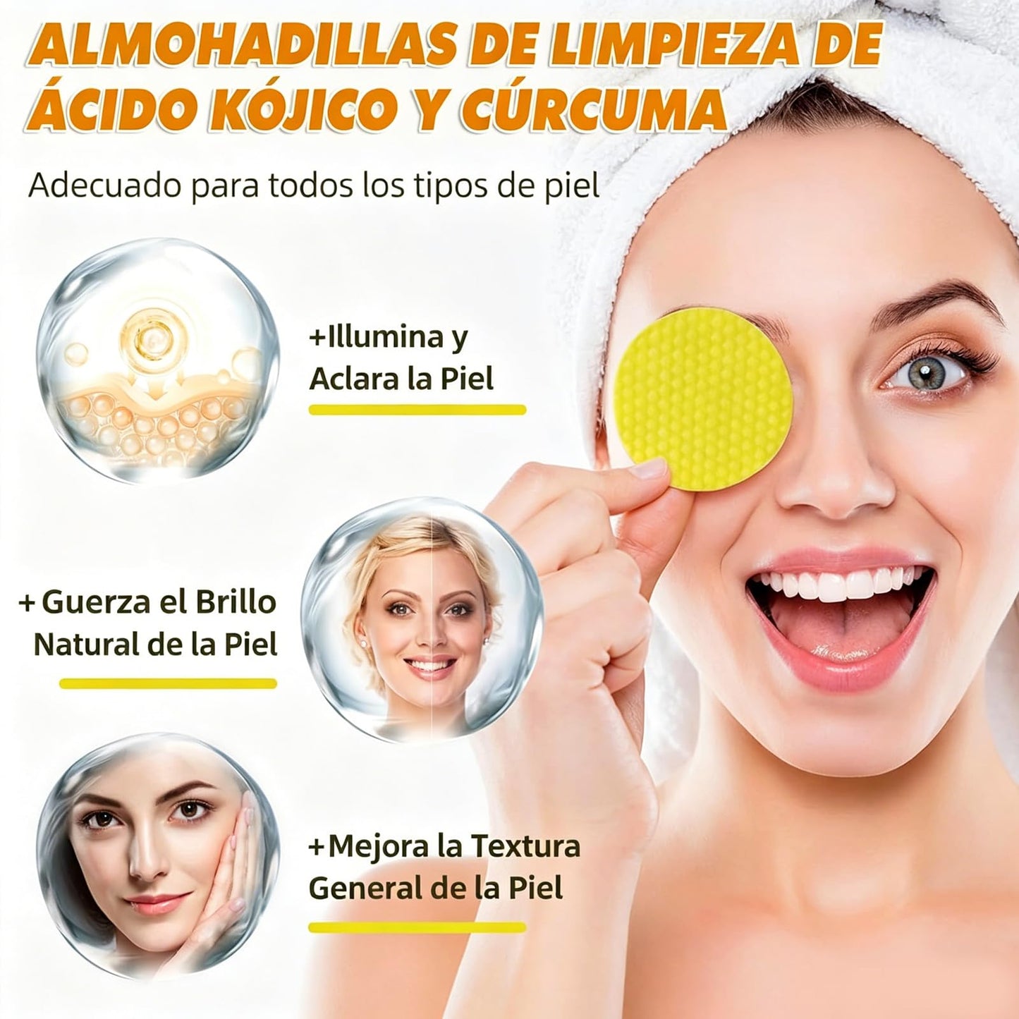 Amococo Turmeric & Kojic Acid Cleansing Pads, 20 Count, Chamomile for Dark Spots, Even Skin Tone, Gentle Daily Face Pads for Sensitive & Acne-Prone Skin