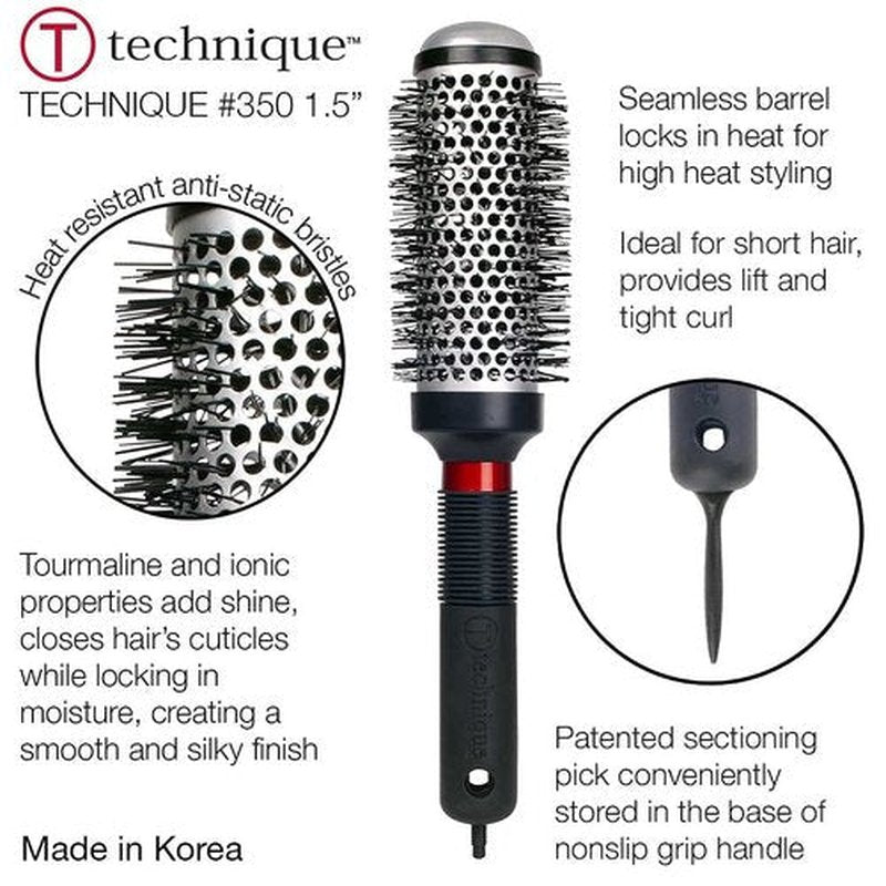 Cricket Thermal Hair Brush #350 1.5” for Blow-Drying, Curling, and Styling – Heat-Retaining Barrel with Anti-Static Tourmaline Bristles, Round Thermal Brush, Ideal for All Hair Types