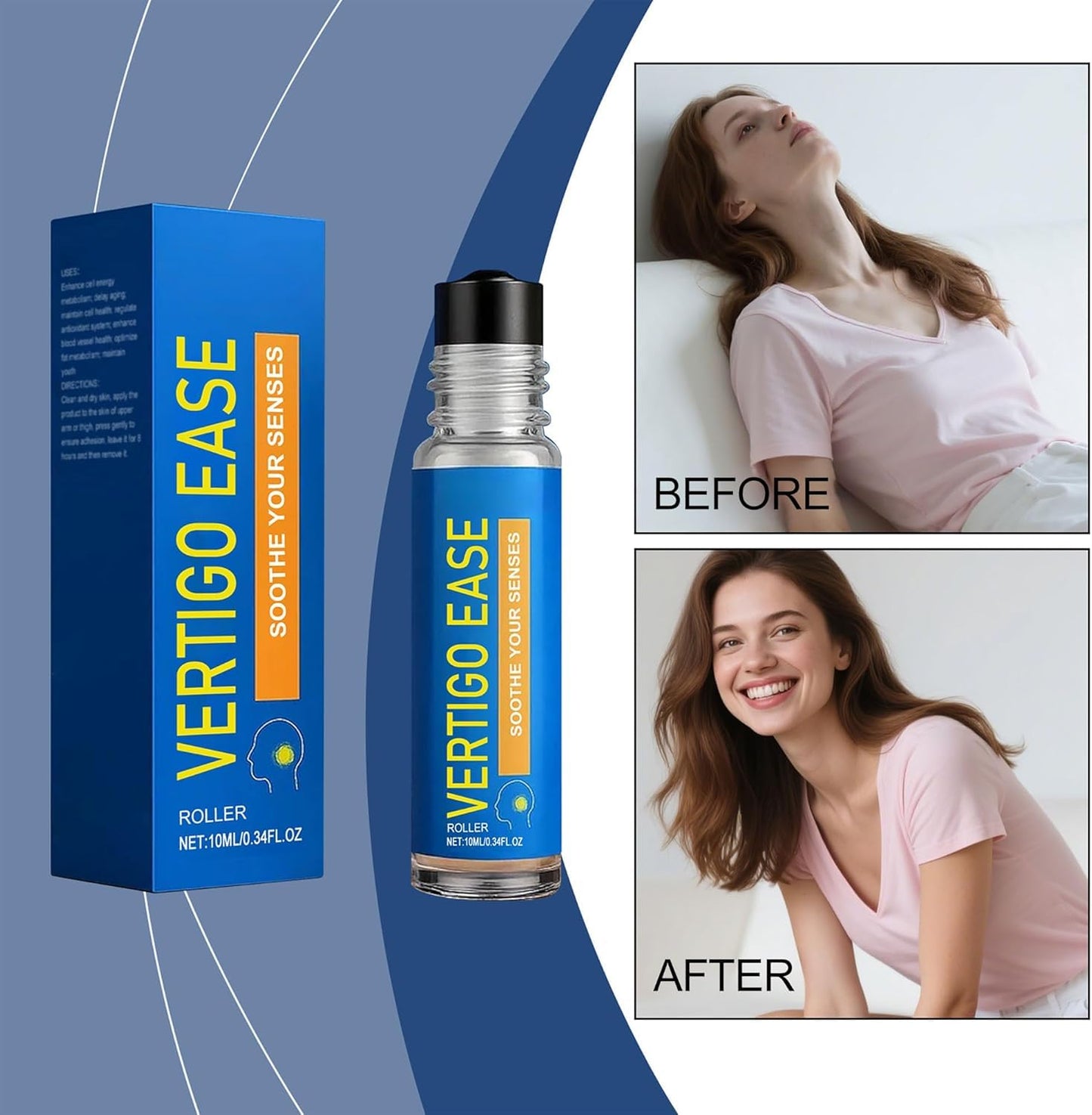 KITABIO Vertigo Ease Roll On | Soothing Roll-On for Head Comfort - Essential Oil Blend to Relief Feelings of Dizziness & Promote Relaxation - Portable - 1pc / 10ml
