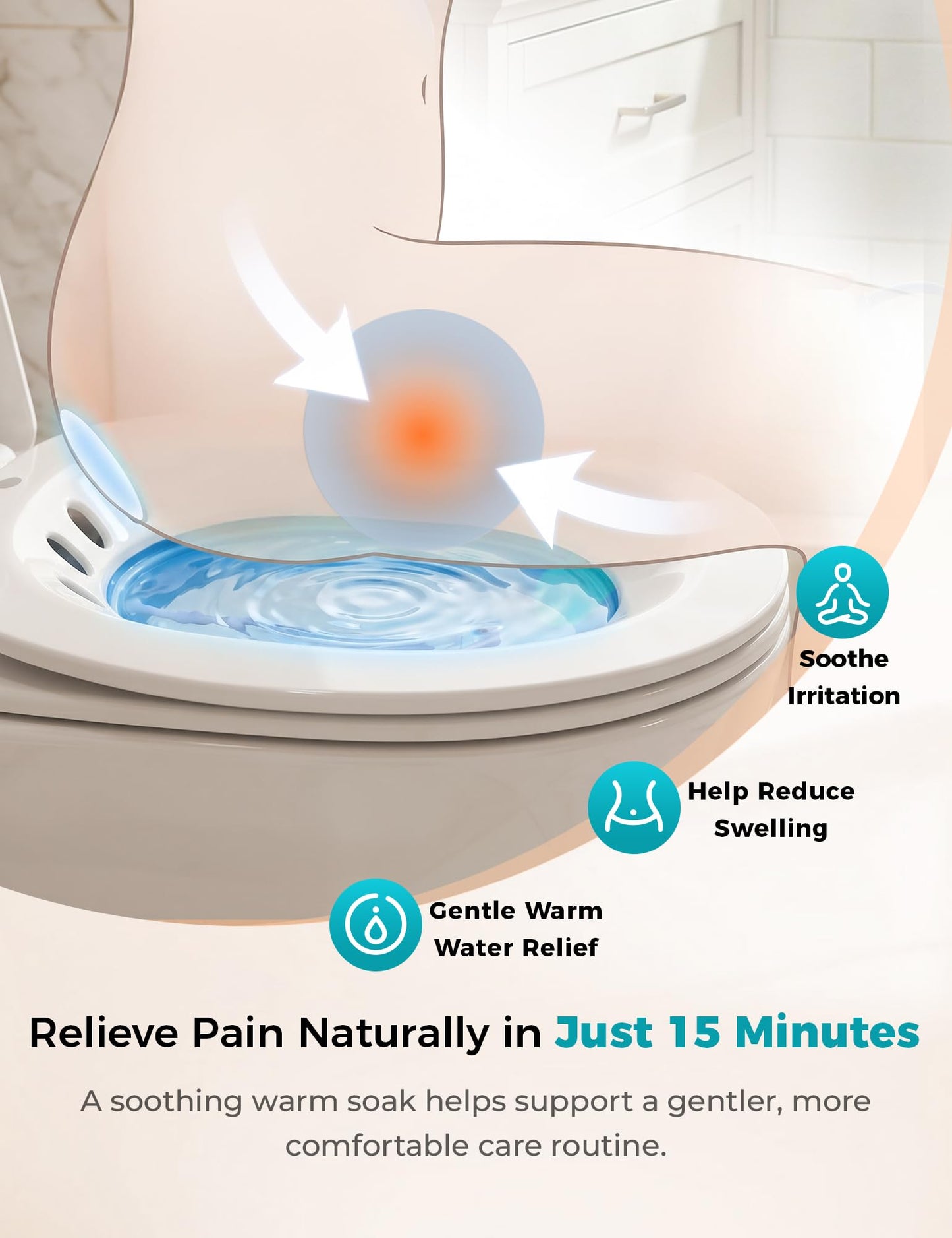Pochik Sitz Bath for Toilet Seat Hemorrhoids and Postpartum Care, Yoni Steam Seat, Perineal Soaking, Collapsible, Flusher Hose, Drain Holes, Wider Seating Area - Blue