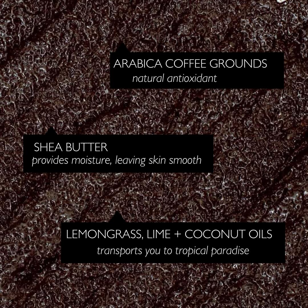 UpCircle Exfoliating Coffee Body Scrub with Lemongrass 7.4oz - Sea Salt, Shea Butter + Coconut Oil - Natural, Vegan Exfoliator For Soft, Smooth Skin