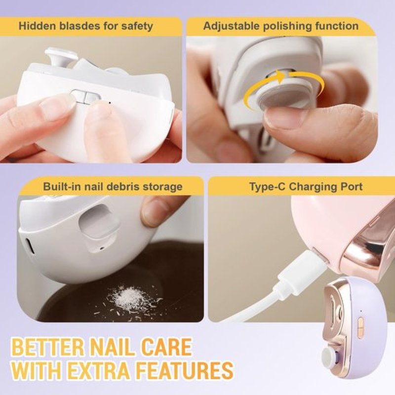 2 in 1 Electric Polishing Automatic Nail Clippers, 2025 Upgraded Electric Nail Clippers for Adults, Automatic Nail Trimmer Electric Fingers Nail Clippers for Seniors (Purple)