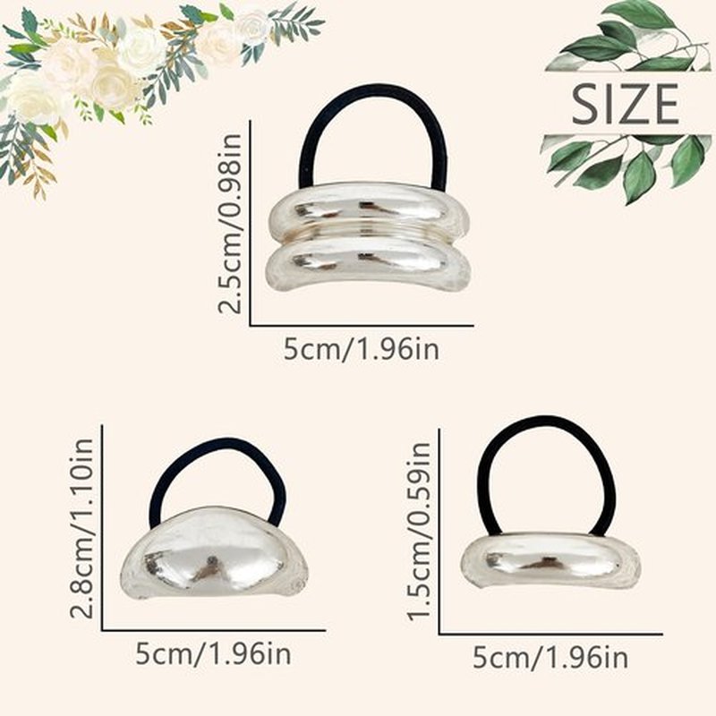 Metal Hair Ties Fashion Hair Accessories Metal Geometric Elastic Hair Ties Strong Hold Hair Claw Clips for Thick Thin Hair Hair Styling Party Gifts 3PCS