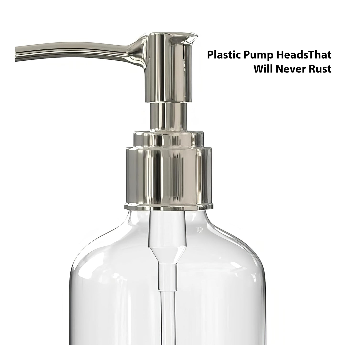 Refillable Clear Soap Dispenser Bottles with Pump, 16 oz (3 Pack) | BPA-Free Plastic Boston Round Containers for Hand Soap, Lotion, Shampoo, Kitchen & Bath