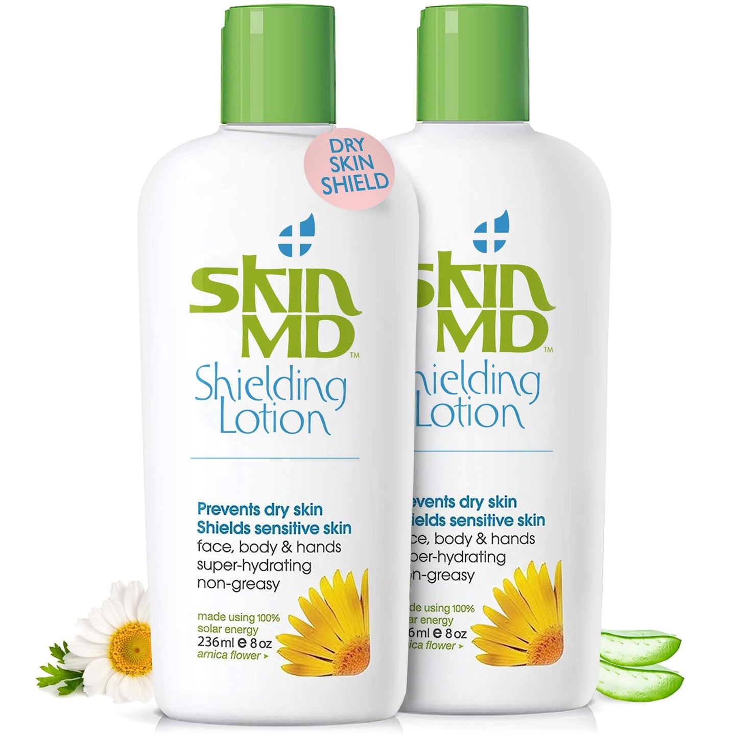 Skin MD Shielding Lotion Hydrating Body Lotion for Sensitive Skin with Dispenser | Non-Greasy, Fast-Absorbing Moisturizer with Plant-Based Ingredients, Eczema & Psoriasis Relief - 8oz 2-Pack