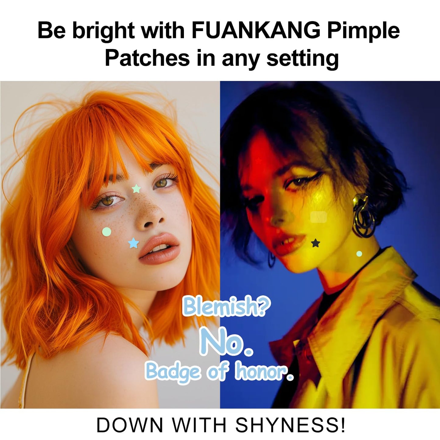 Pimple Patches for Face, Various styles, colors, Large Hydrocolloid Pimple Patches, 300 Count Pimple Patche, Good for blemishes with a head and visible gunk, With a Cute mirror case