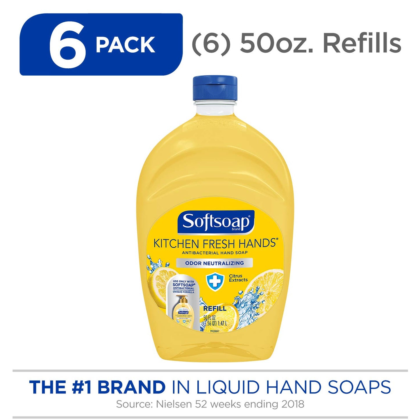 SOFTSOAP Antibacterial Liquid Hand Soap Refill, Kitchen Fresh Hands, 50 Ounce Bottle, Bathroom Soap, Bulk Soap, Moisturizing Antibacterial Hand Soap