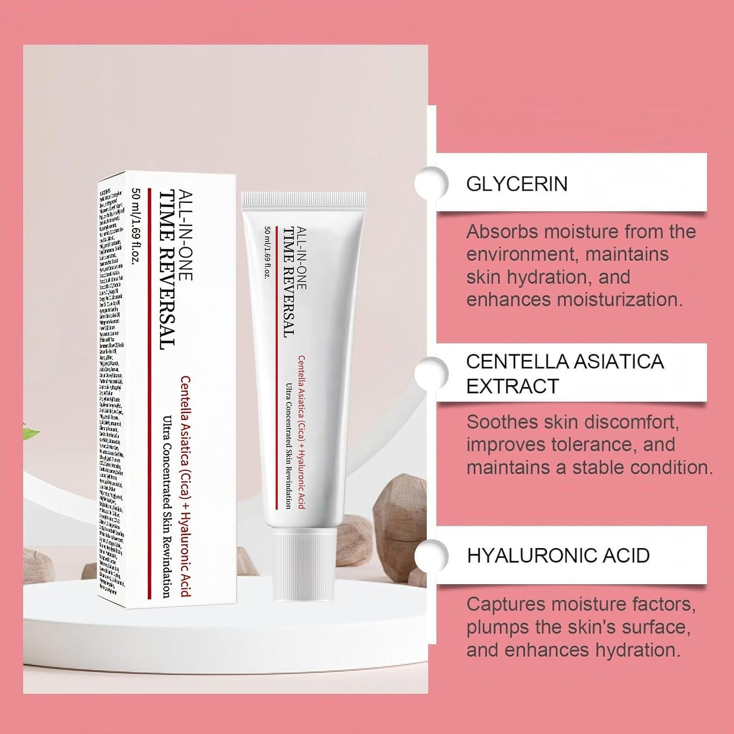 BSpecter 2Pcs Time Reverse Cream, All-In-One Face Moisturizer Cream with Centella Asiatica (Cica), Deeply Hydrating & Nourishing Skin, Firms & Reduces Wrinkles, Collagen & Hyaluronic Acid