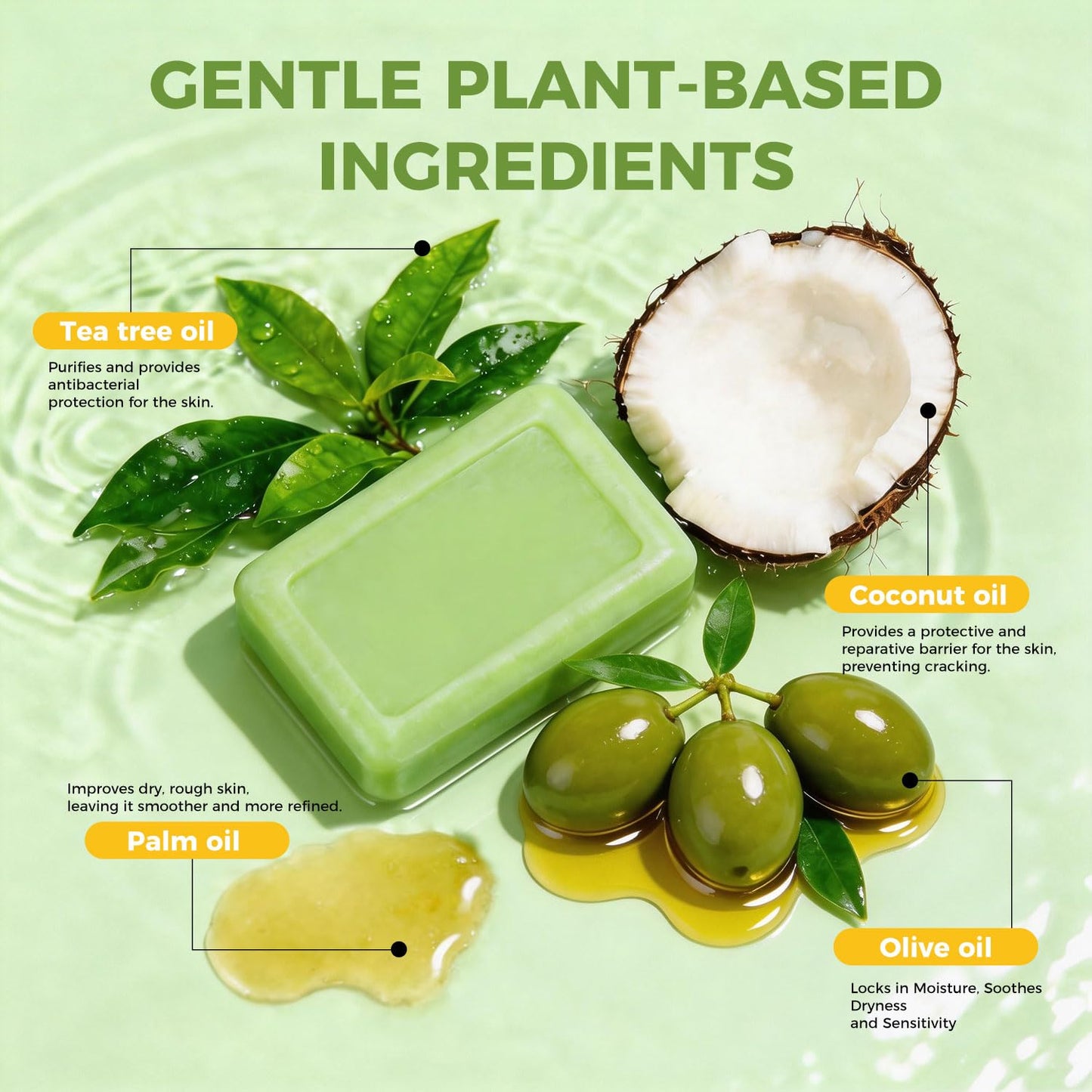 MUREND Tea Tree Soap, Relief Oil Soap Bar Infused with Tea Tree Oil, Foot & Body Soaps for Healthy Skin, Addresses Skin Irritations, Deep Pore Cleansing, Gentle Exfoliating Soap Bar for Men Women