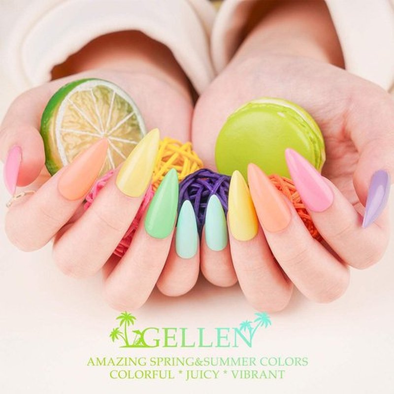 Gellen Gel Nail Polish, 16 Colors Gel Nail Polish Set, Summer Pastel Tones Gel Nail Polish Kit with Gel Top and Base Coat, Glitter U V Gel Nails Polish Kit for Gift