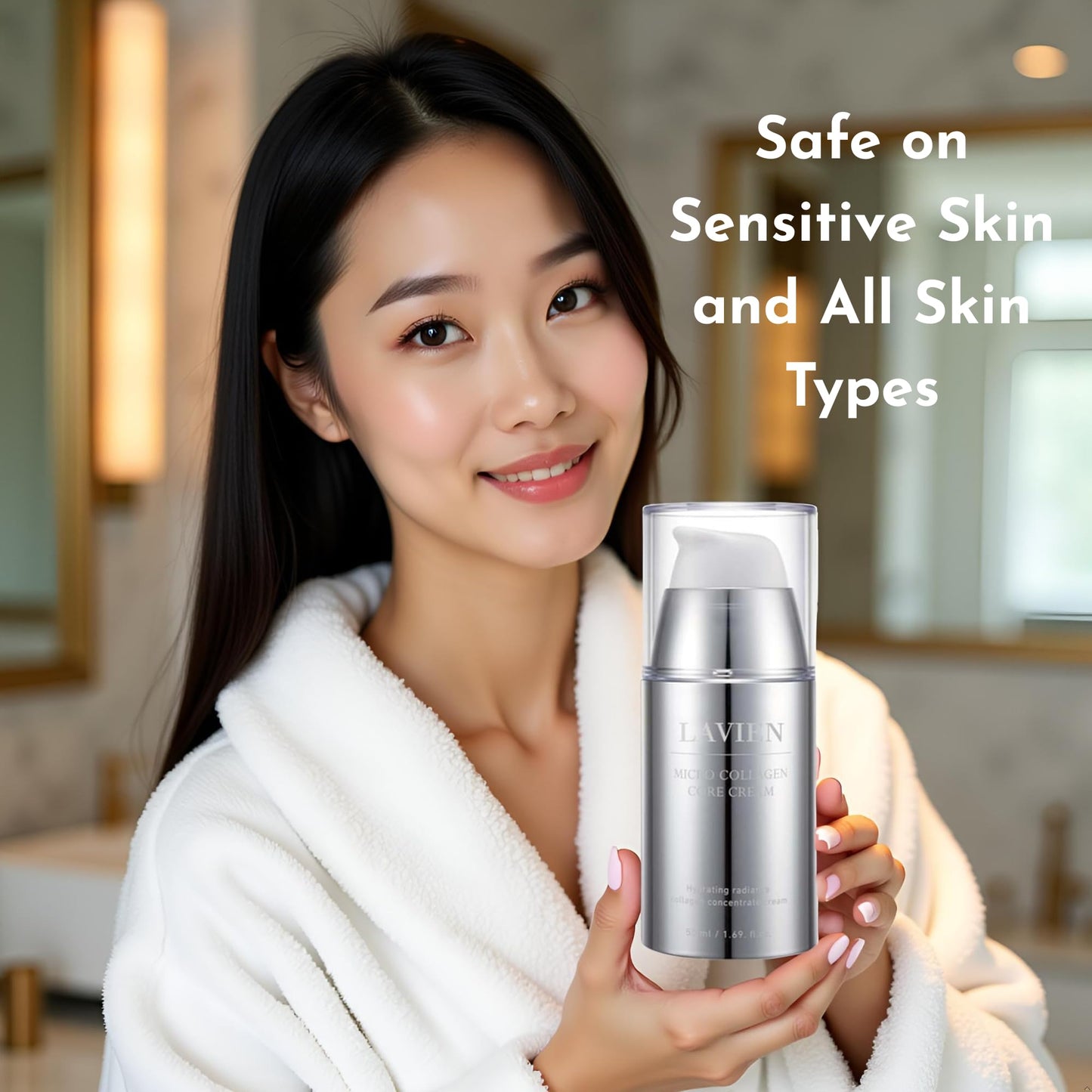 LAVIEN Collagen Face Cream Moisturizer - 60.3% Collagen Extract with Elastin & Shea Butter - Korean Skincare Cream for Firm, Hydrated Skin - All Skin Types - 1.69 Fl Oz
