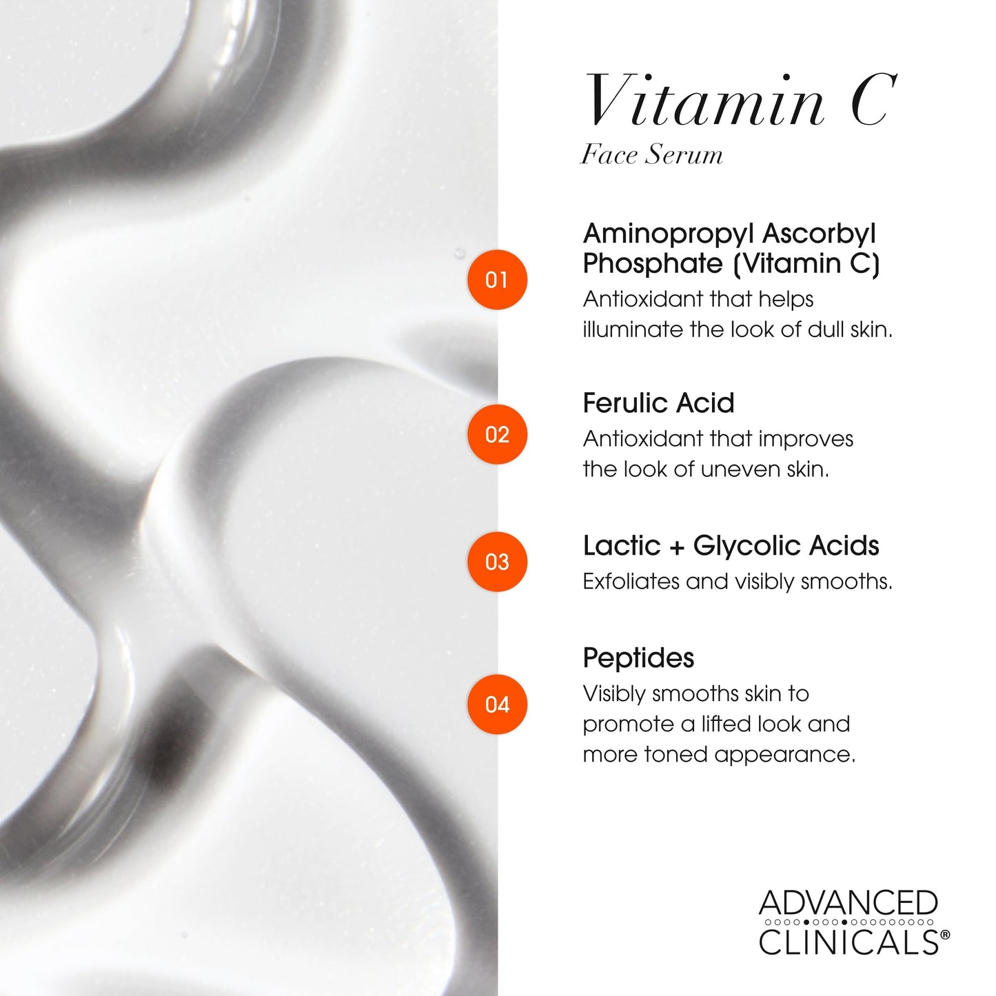 Advanced Clinicals Brightening Vitamin C Serum For Face With Glycolic Acid + Lactic Acid | Vitamin C Eye Serum Face Moisturizer For Improving Look Of Dark Spots & Uneven Complexion, 2-Pack