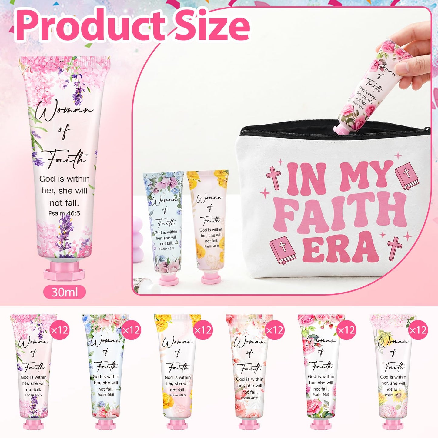 Loopeer 72 Pcs Christian Gifts for Women Bulk Women of Faith Hand Creams Bible Verse Religious Church Gifts Portable Hand Lotion for Vbs Ladies Group Prayer Welcome Bag Stuffer Party Favors