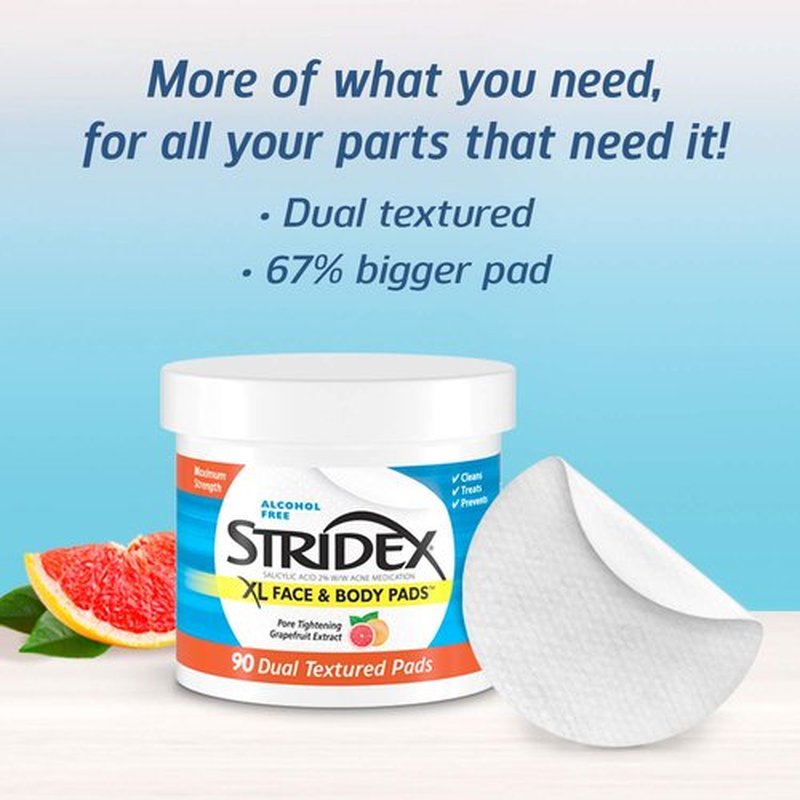 Stridex XL Face Body Pads, 90 Count (Pack of 2)