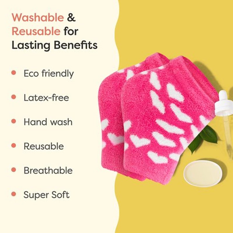 ZenToes Moisturizing Sleep Socks with Vitamin E, Olive Oil and Jojoba Seed Oil to Soften and Hydrate Dry Cracked Heels (Pink Hearts, Regular)