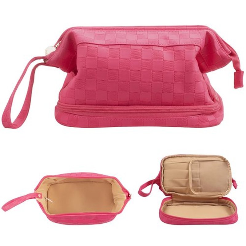 Abiudeng Large Makeup Bag,Waterproof Cosmetic Bag,Make up Travel Bag Essentials,Cute Travel Toiletry Bag for Women Makeup Bag Organizer with Bottom Pouch,Travel Size Toiletries Bag for Women-rose