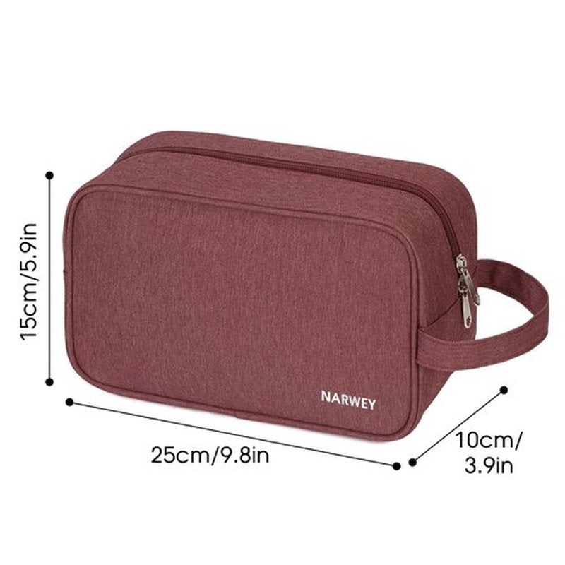 Narwey Travel Toiletry Bag for Women Traveling Dopp Kit Makeup Bag Organizer for Toiletries Accessories Cosmetics (Jujube Red)