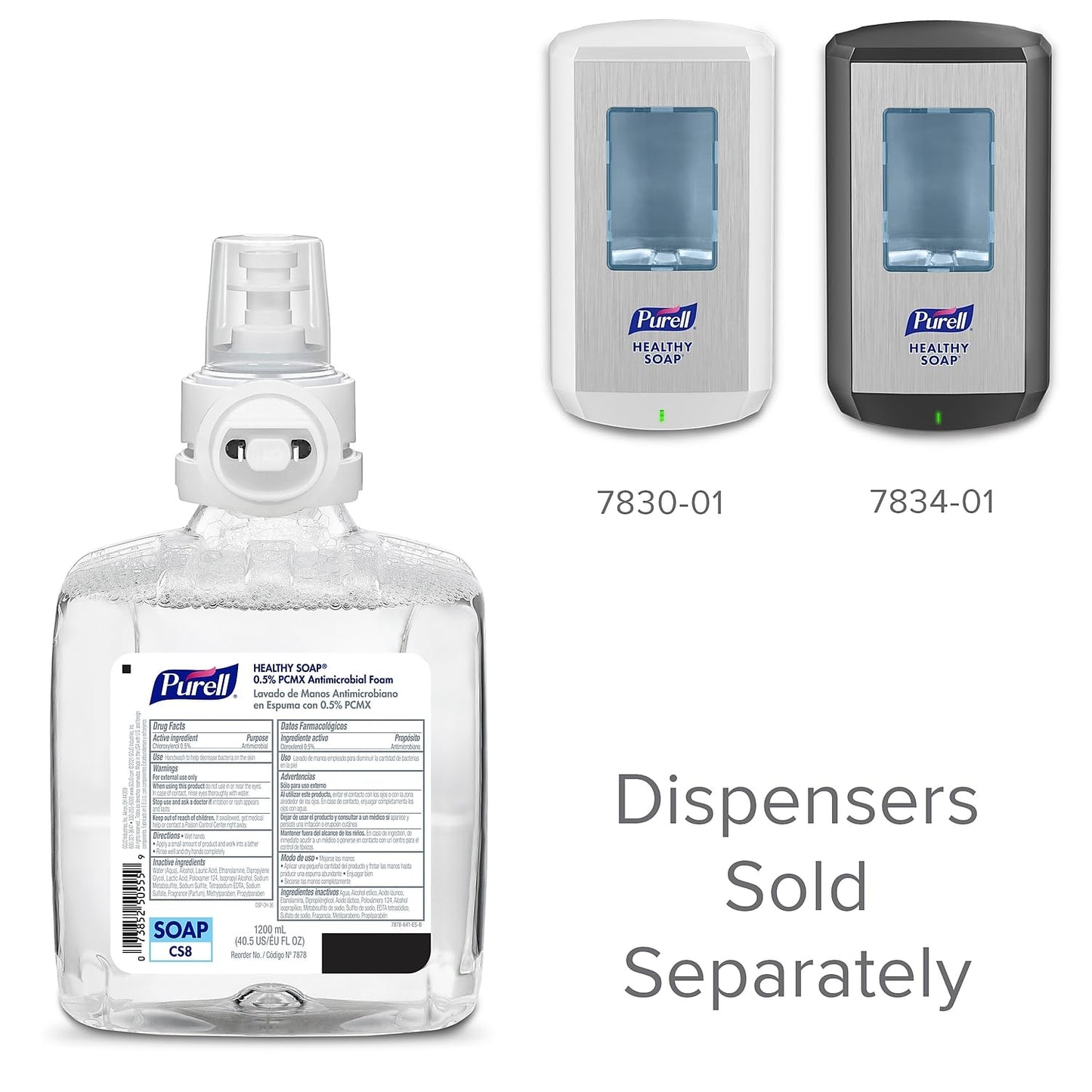 PURELL HEALTHY SOAP 0.5% PCMX Antimicrobial Foam, Floral Fragrance, 1200 mL Refill for PURELL CS8 Automatic Soap Dispenser (Pack of 2) – 7878-02 - Manufactured by GOJO, Inc.