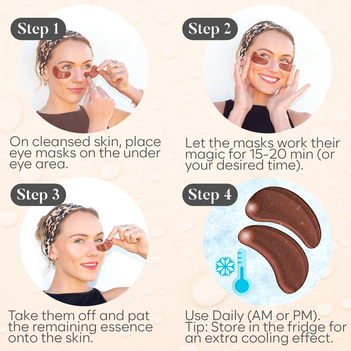 BLOOMORA Caffeine Under Eye Patches (20 Pairs) - Dark Circles & Puffiness Care - Hydrating Caffeine Eye Mask