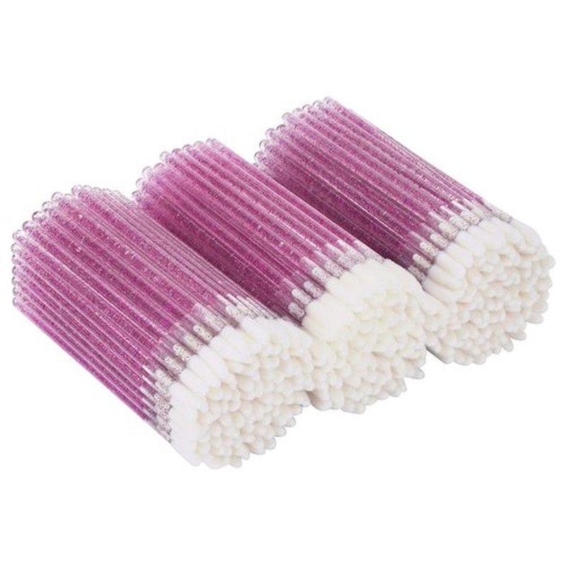 tifanso 300 PCS Lip Brush, Disposable Lip Wands Make Up Applicators, Lip Gloss Wands Applicator Tool Lipstick Brush, Beauty Cosmetic Kits (Crystal Purple)