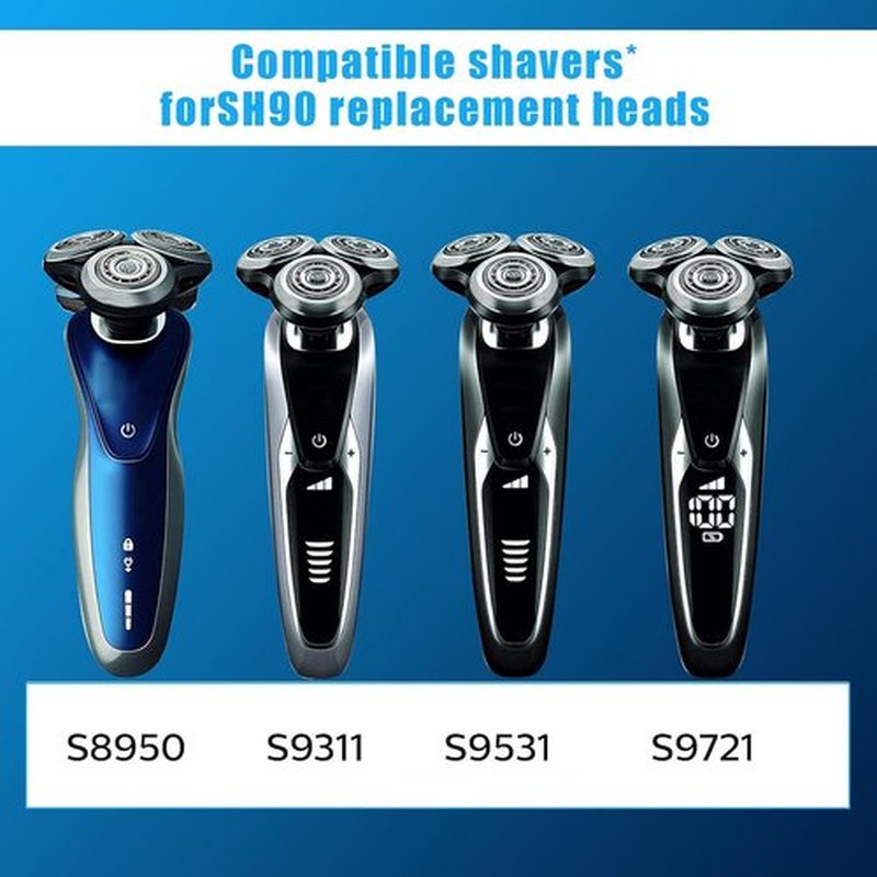 9 Pack SH90 Replacement Heads Compatible with Ph****s norelco Series 9000(S9xxx) 8000(S8xxx) Electric Razor Shaver, Upgrade SH90/62 Replacement Double Blades for Ph****s shaver 9000