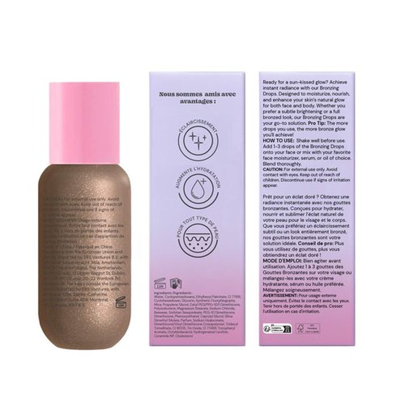 Glossmetics Bronzing Drops, Brightening and Moisturizing Face and Body Bronzer for Radiant Sun-Kissed Skin. 1.18 fl oz