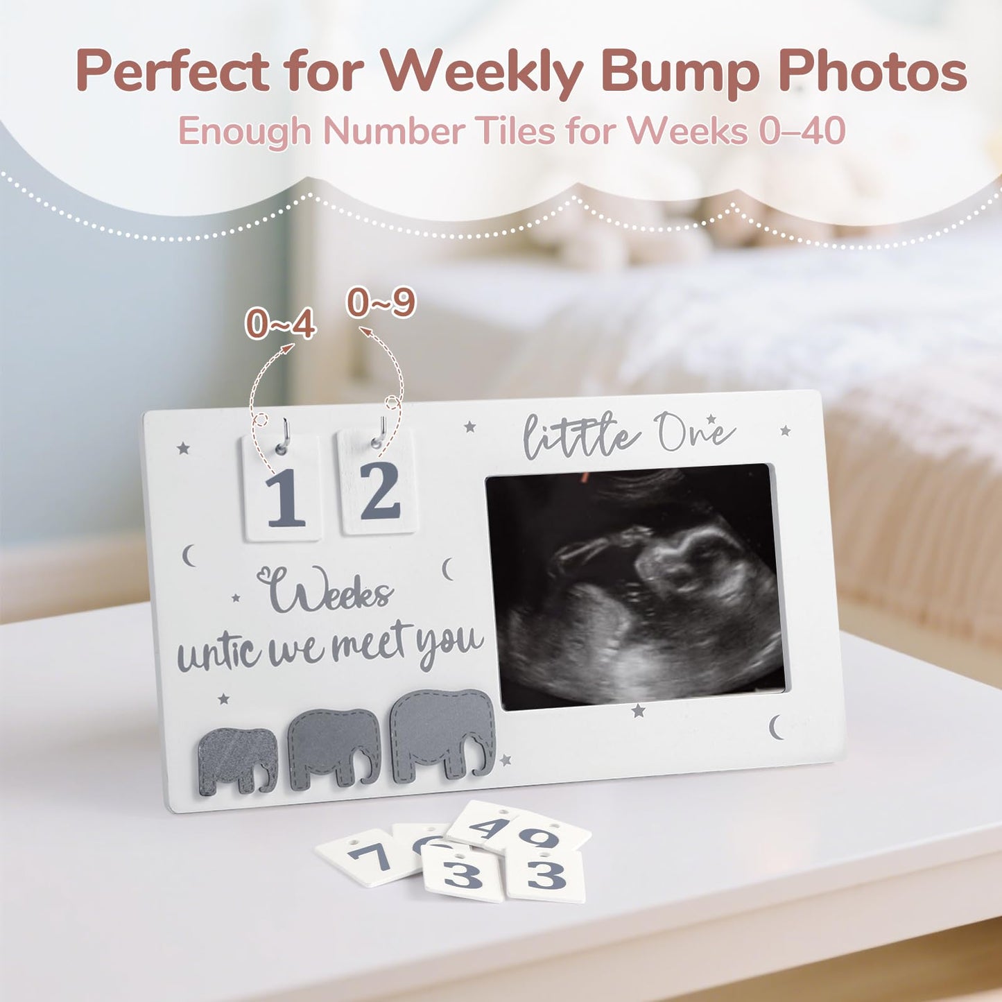 ddnzhe Sonogram Picture Frame, Ultrasound Photo Frame with Baby Countdown Weeks, Expecting Parents to be Pregnancy Gift Congratulations Pregnancy Must Have Accessories