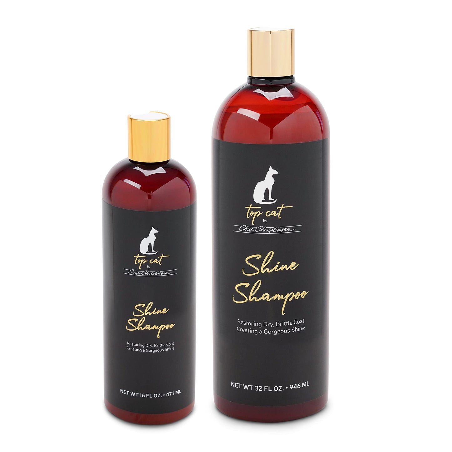 Chris Christensen Top Cat Shine Shampoo for Cats, Groom Like a Professional, Restores Dry & Brittle Coat, Creates a Gorgeous Shine, Made in USA, 16 oz