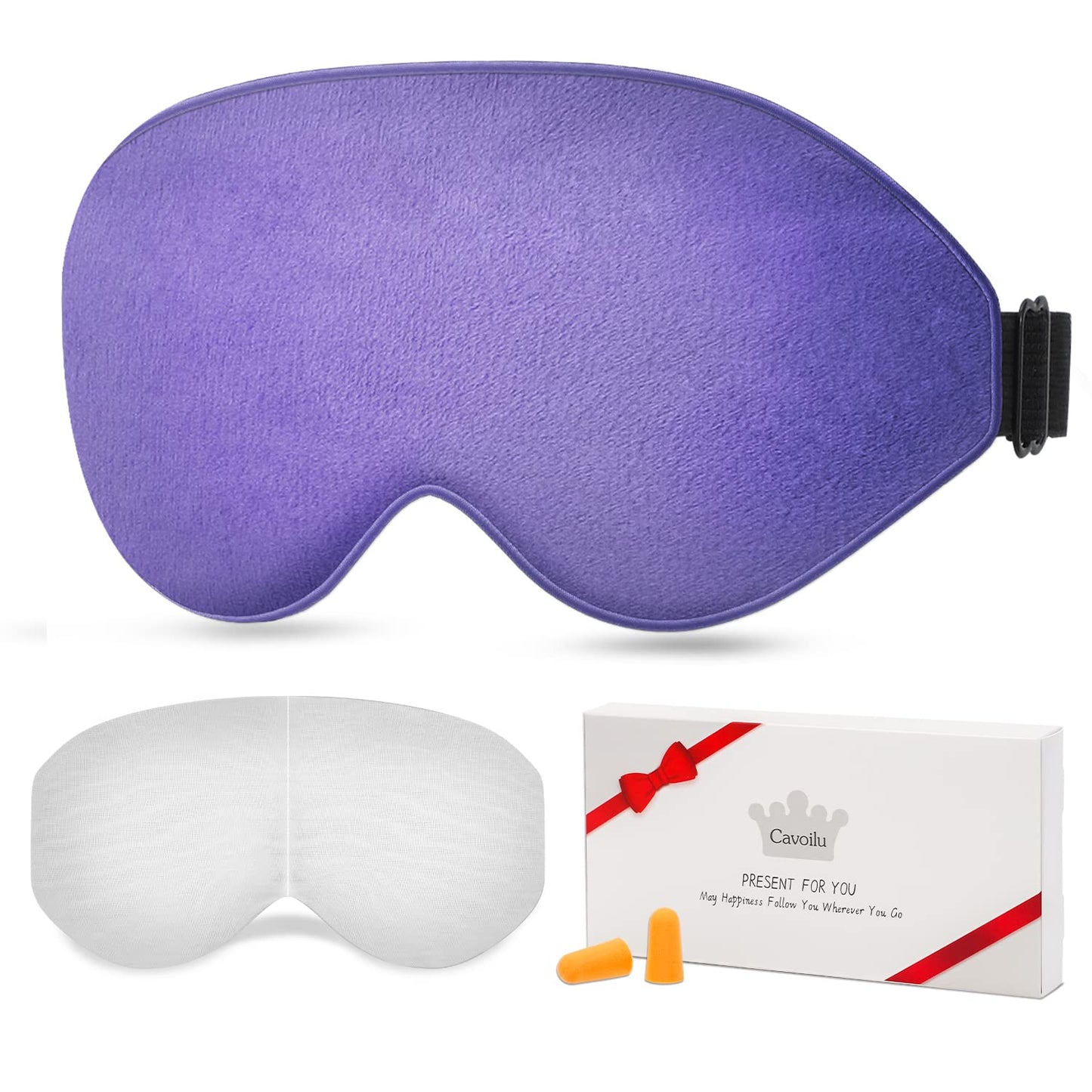 Cavoilu Sleep Mask, Weighted Eye Mask for Sleeping, Microwave Lavender Moist Heat Warm Eye Mask for Home Office, Sleep Eye Masks for Women