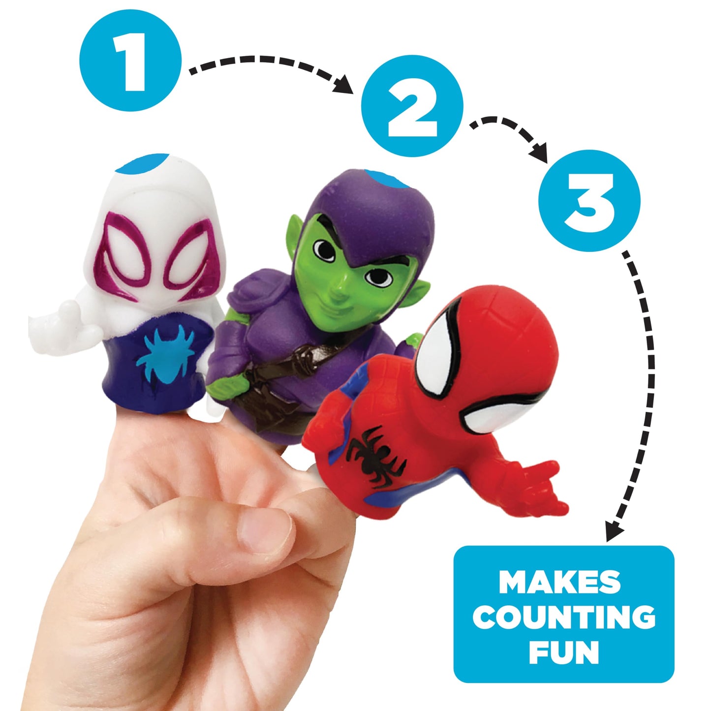 Ginsey Spidey and His Amazing Friends 5 Piece Finger Puppet Set - Bath Toys, Party Favors, 1.0 Count, 0.145 pounds
