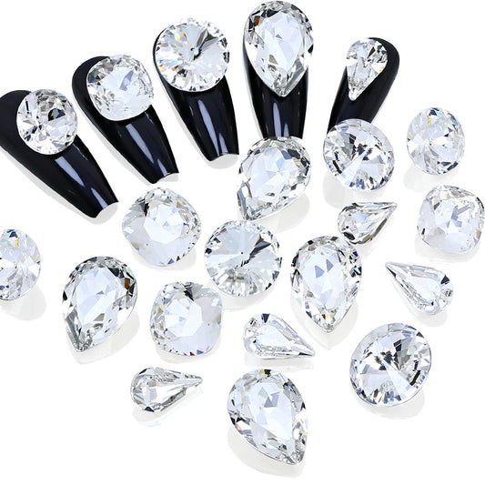 DONGZHOU 35pcs Mix Shape Crystal Nail Art Rhinestone Gems Point Back Fancy Stone Sew On Rhinestone Loose Crystal Sewing for Clothing Wedding Dress Nail Art Shoes Bags DIY Crafts