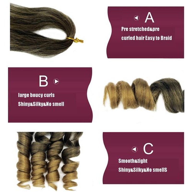 8 Packs French Curly Braiding Hair 24 Inch Loose Wave Spiral Curly Crochet Hair for Black Women Pre Stretched Braiding Hair with Curly Ends (24 Inch, 1B/27)