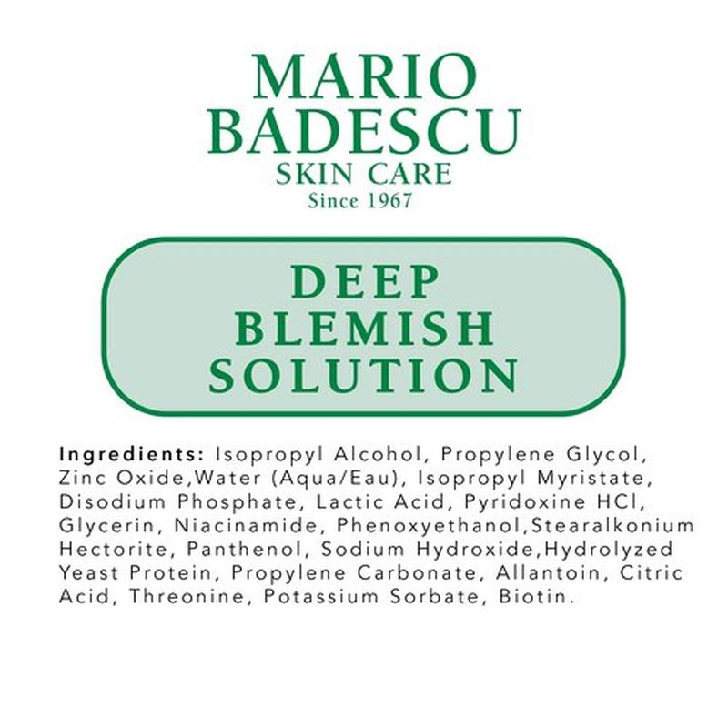 Mario Badescu Deep Blemish Solution, Spot Treatment for Face with Potent Zinc Oxide, Niacinamide and B Vitamins Overnight Treatment Serum that Targets Large Blemishes Under the Skin 1 Fl Oz.