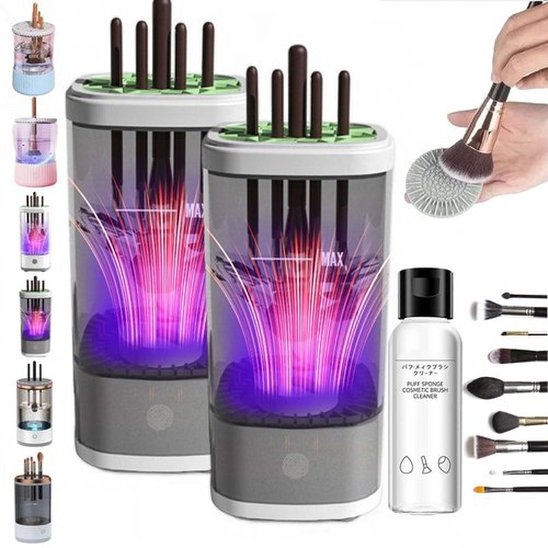 The Cozy Luna, Cozy Luna, The Cozy Luna Brush Cleaner, Cosmetic Brush Cleaner, Waterproof Automatic Makeup Brush Cleaner for Makeup Brush Set (Plug-in,2PCS-New Black)
