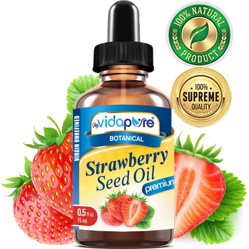 Strawberry Seed Oil - 100% Pure Unrefined Cold Pressed Moisturizer for Face, Hair & Skin | 0.5 Fl Oz