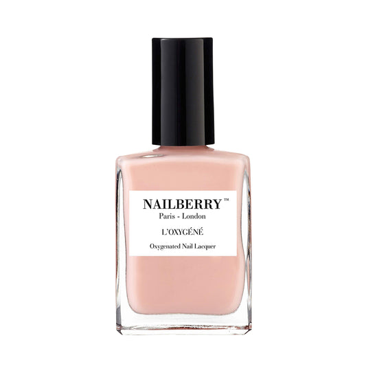 Nailberry L'Oxygéné Oxygenated Nail Lacquer | A Touch Of Powder | Beige Pink Semi-Sheer Polish | UV Protected Long-Wear Nail Polish | 12-Free | Vegan | Certified Halal | Cruelty & Gluten Free | 15 ml