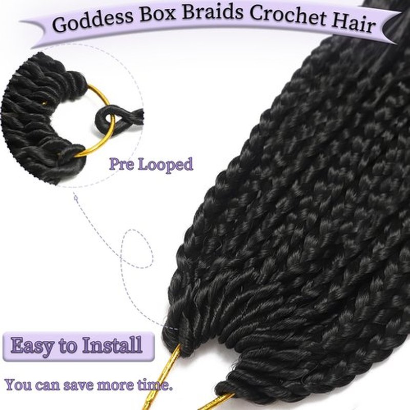 8 Packs Goddess Box Braids Crochet Hair 16 Inch Boho Box Braids Crochet Hair Black Crochet Box Braids Crochet Hair for Black Women(16 Inch,1B#)