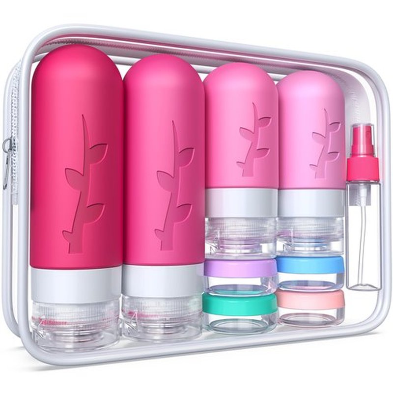 18pack Travel Bottles for Toiletries,TSA Approved Silicone Travel Containers jar for Toiletries,Leak Proof Refillable Liqus Shampoo And Conditioner Travel Essentials toiletry