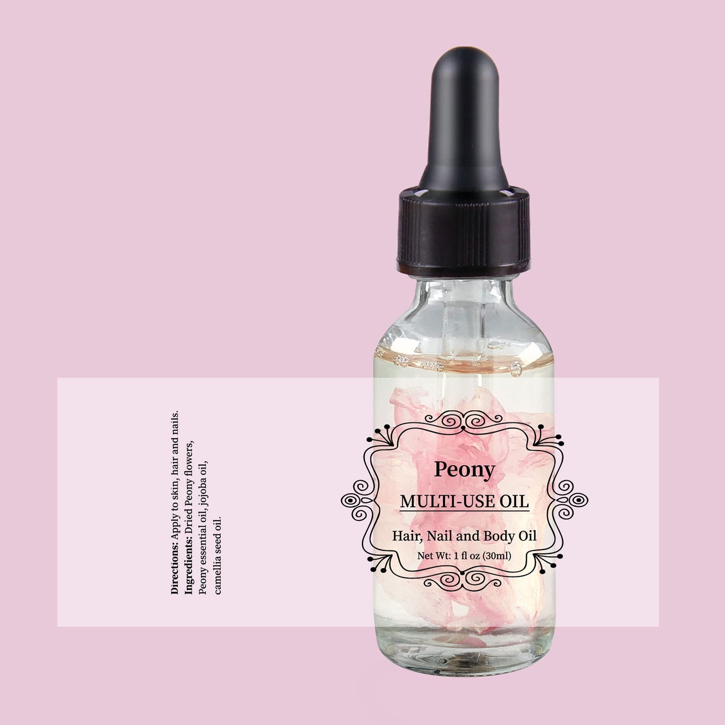 NP NATURES PHILOSOPHY Peony Multi-Use Oil for Face, Body and Hair - Plant Fragrant Essential Oil for Dry Skin, Scalp and Nails - 1 Fl Oz