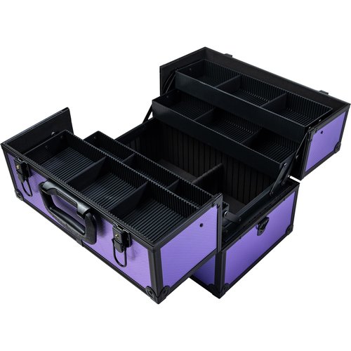 SHANY Essential Pro Makeup Train Case Cosmetic Box Portable Makeup Case Cosmetics Beauty Organizer Jewelry storage with Locks, Multi Compartments Makeup Box and Shoulder Strap - Lily