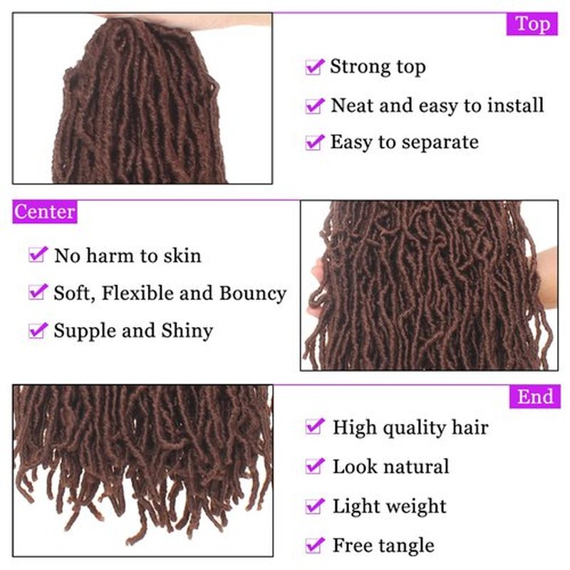 18 Inch 2 Packs New Faux Locs Crochet Hair Pre-looped Soft Locs Crochet Braids Hair for Butterfly Locs, Curly Wavy Goddess Locs Dreadlocs Synthetic Hair Extend Braiding Hair For Women (18Inch, 30#)