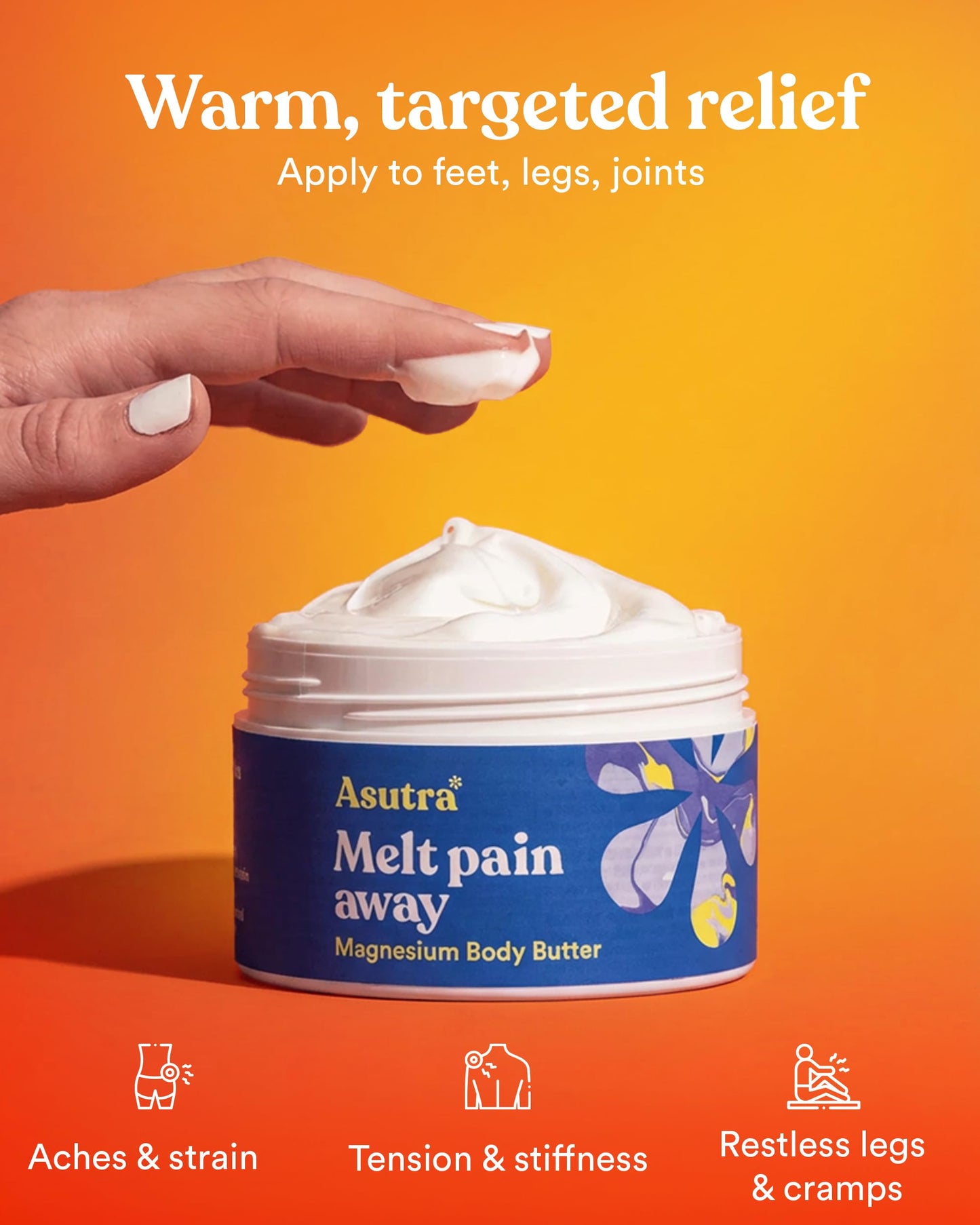 ASUTRA Melt Pain Away Magnesium Cream for Pain Relief for Feet and Body