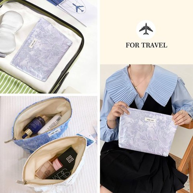 STARDW Flower Cosmetic Bags Makeup Bags for Women and Girls,Travel Makeup Bag Large Capacity Canvas Makeup Bag,Makeup Organizer Bag Zipper Pouch