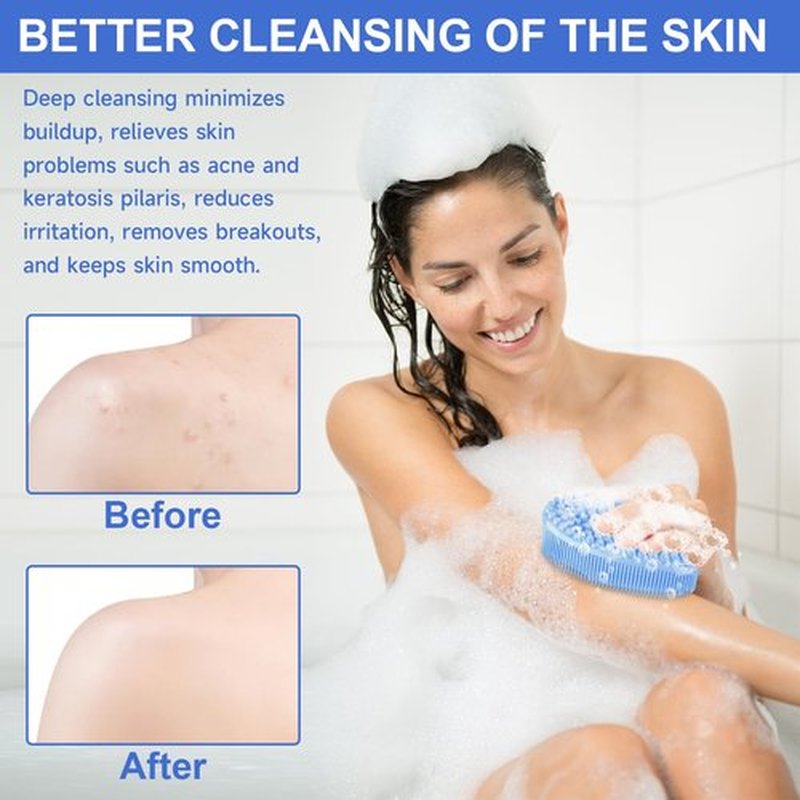 Metene 2 Pack Silicone Exfoliating Body Scrubber with Loop, Body Scrubber for Men and Women, Silicone Loofah for Shower, Soft Silicone Body Scrubber for Shower and Bath Skincare Routine(Blue)