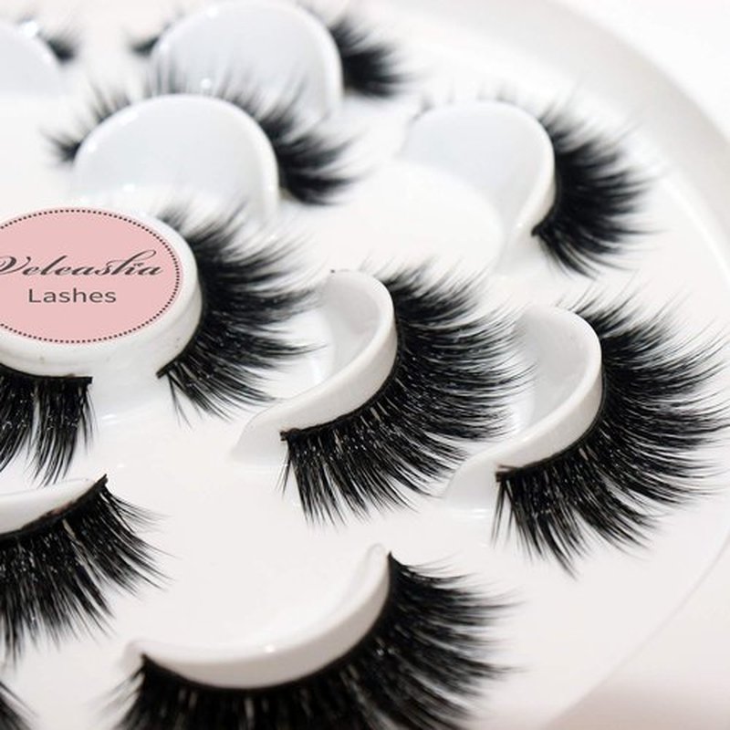 Veleasha Lashes 5D Faux Mink Lashes Volume False Eyelashes Handmade Fluffy Eye Lashes Fake Lashes Eyelashes 7 Pairs Luxurious Fake Eyelashes Pack (5D15)