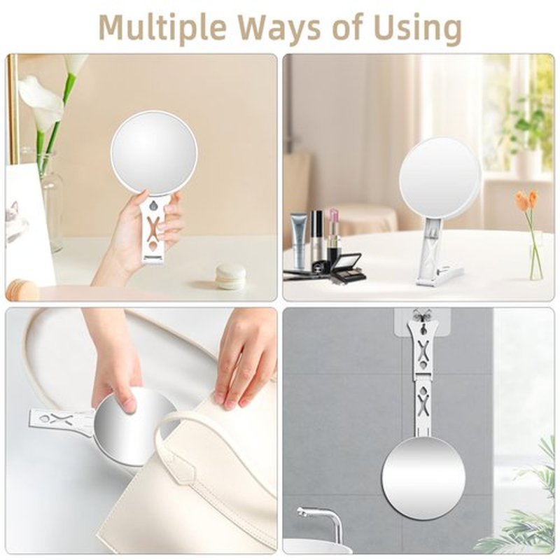 5X+20X Double Sided Magnifying Mirror,4.5" Vanity Hand Mirror with Magnification,Portable Magnified Mirror with Foldable Handle,Travel Makeup Mirror 20x with Detachable Stand,Desk 20x Mirror Stand