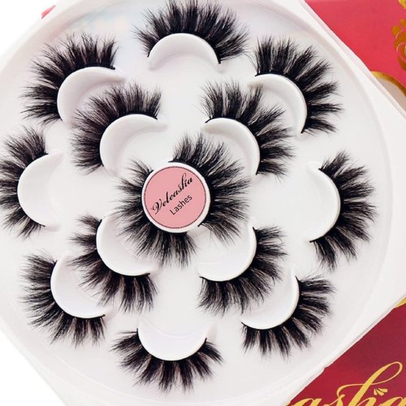 Veleasha Lashes 5D False Eyelashes Handmade Eye Lashes Fluffy Fake Lashes Eyelashes Dramatic Look 7 Pairs Luxurious Volume Fake Eyelashes Pack (801)