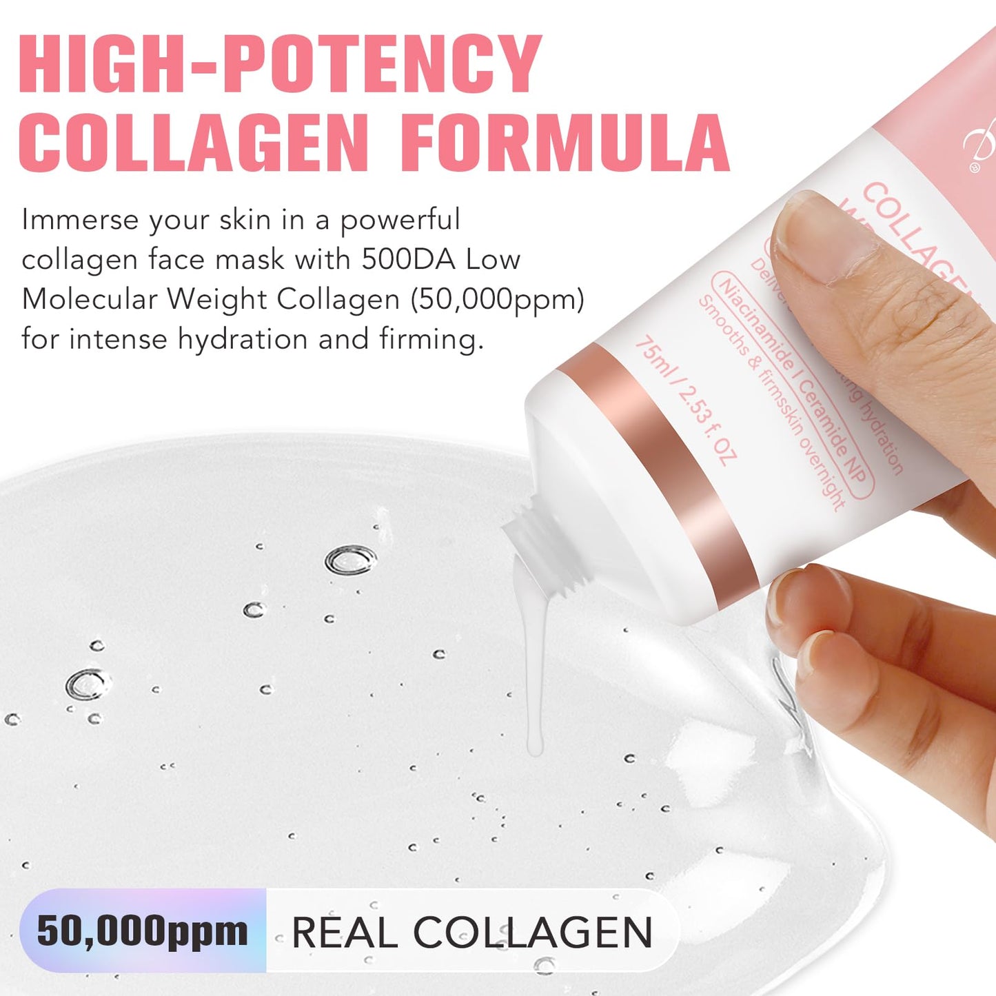 IKZEE Collagen Night Wrapping Mask, Overnight Peel Off Facial Mask with Hydrolyzed Collagen for Hydrated, Plumped & Smooth Skin